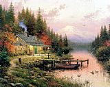 Thomas Kinkade Famous Paintings - End of a Perfect Day